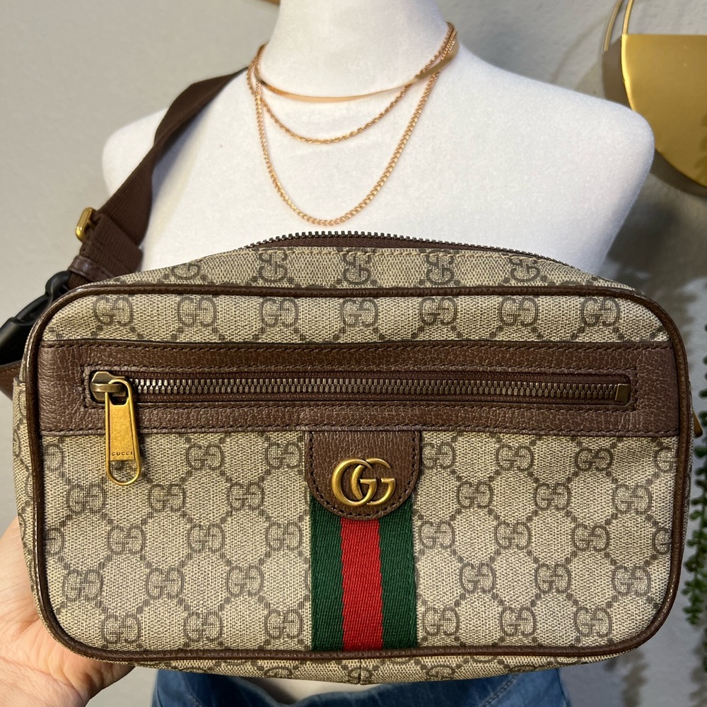 💯AUTHENTIC OPHIDIA GUCCI  SUPREME CANVAS BELT BAG
